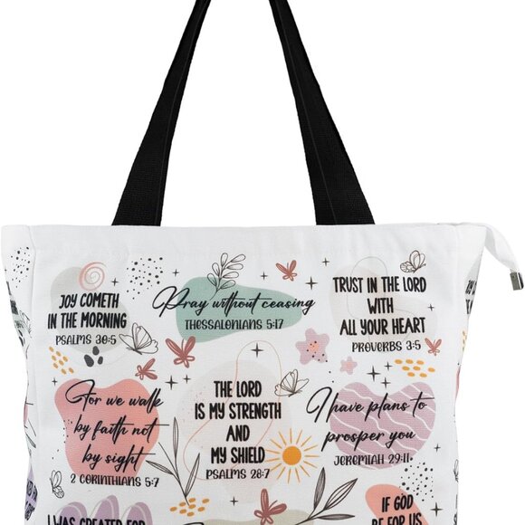 Women's Canvas Tote Bag Durable Zipper Large Reusable Shopping Shoulder - Picture 1 of 9